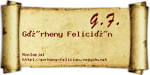 Görheny Felicián névjegykártya